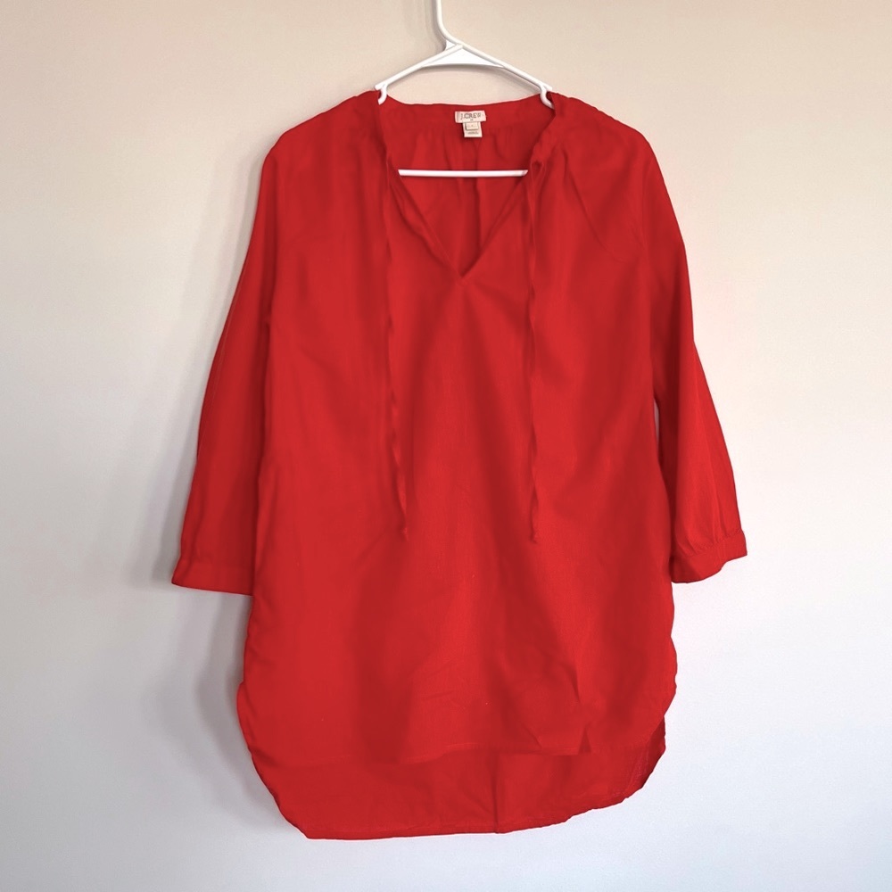 J Crew Red Linen Tunic
